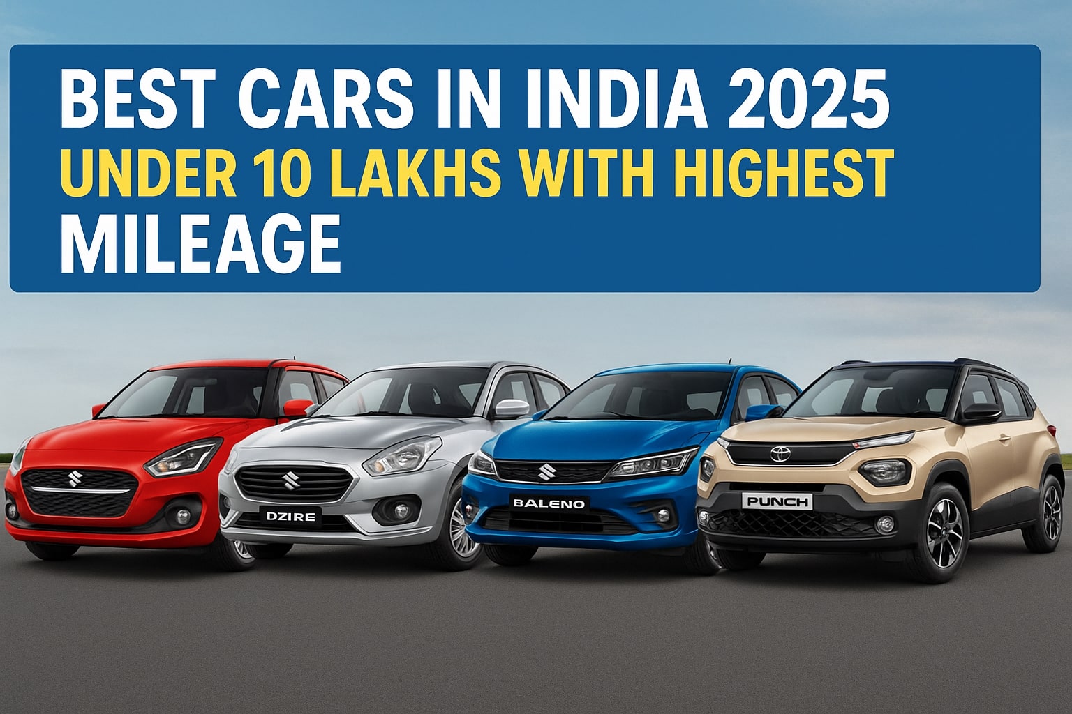 Best Cars in India 2025 Under 10 Lakhs with Highest Mileage